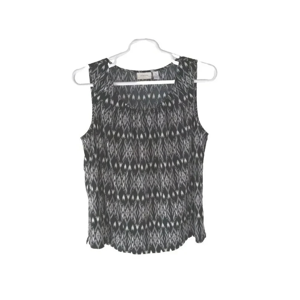 Chico's Women's Tank Geometric Black White Sleeveless Lightweight Top size 3